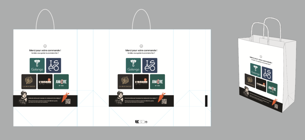 maquette 2 dimensions d'un sac kraft haut de gamme