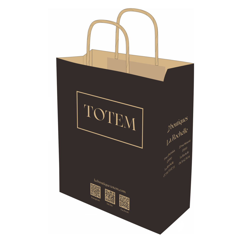 Comparez l'image de la maquette avec la photo du sac kraft personnalisé après sa production