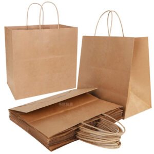 Sac kraft brun naturel imprimable avec poignées torsadées